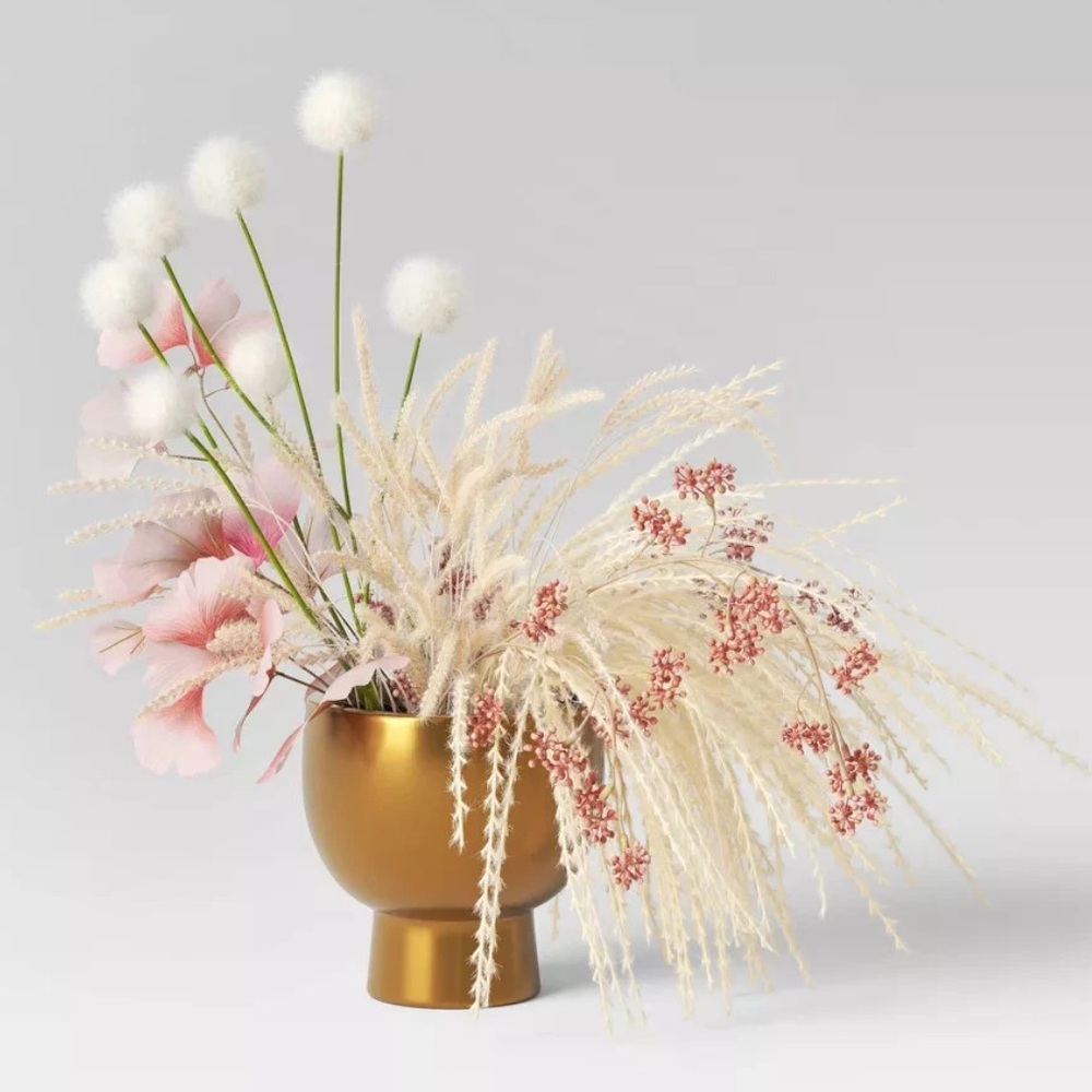 THRESHOLD NWT pink faux floral luxe arrangement -gold
